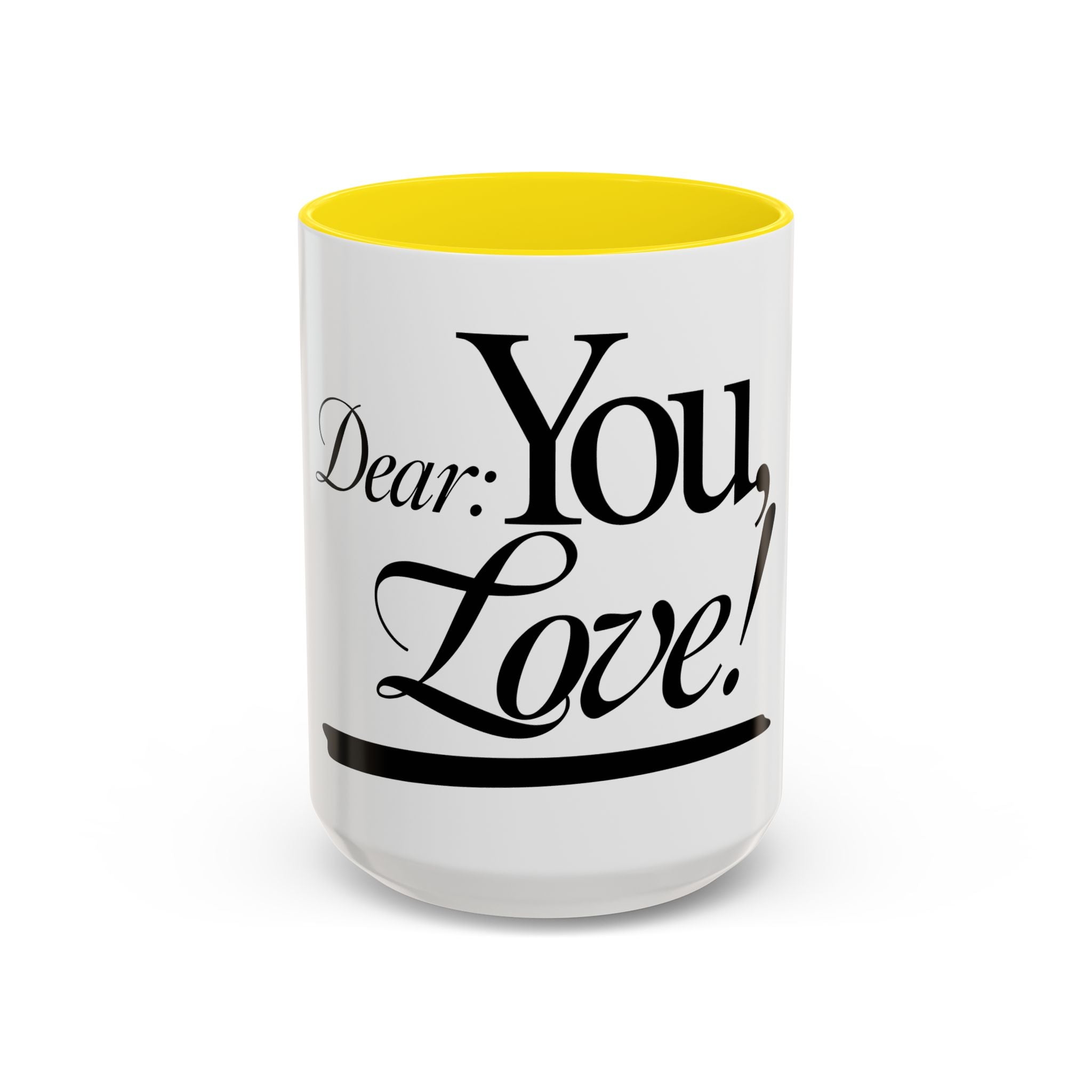 Love Letter Accent Coffee Mug – “Dear: You, Love!” Black Script Accent