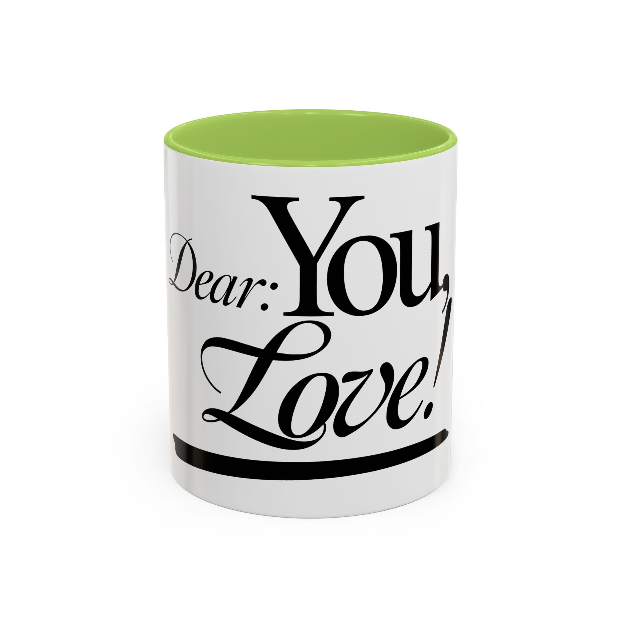 Love Letter Accent Coffee Mug – “Dear: You, Love!” Black Script Accent