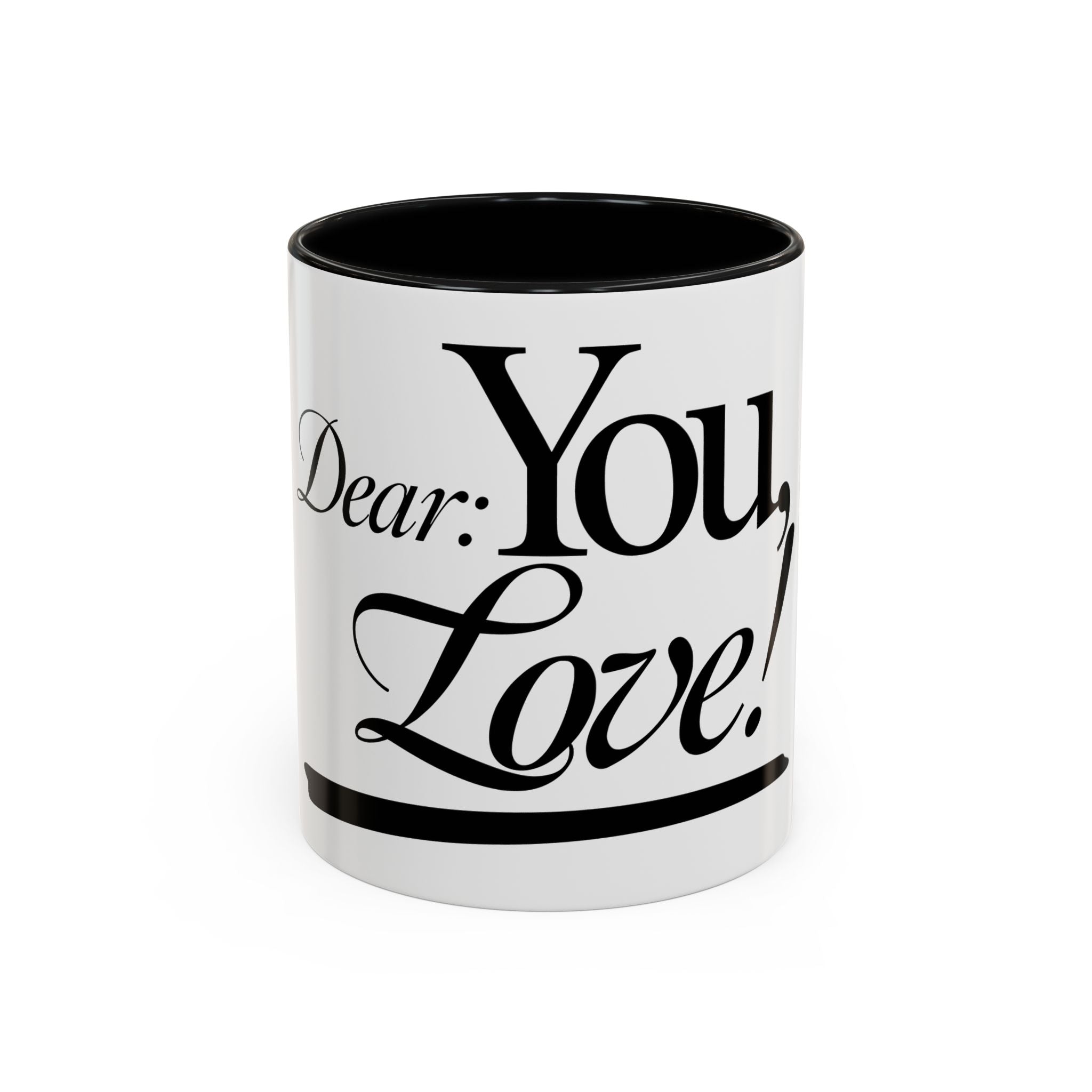 Love Letter Accent Coffee Mug – “Dear: You, Love!” Black Script Accent