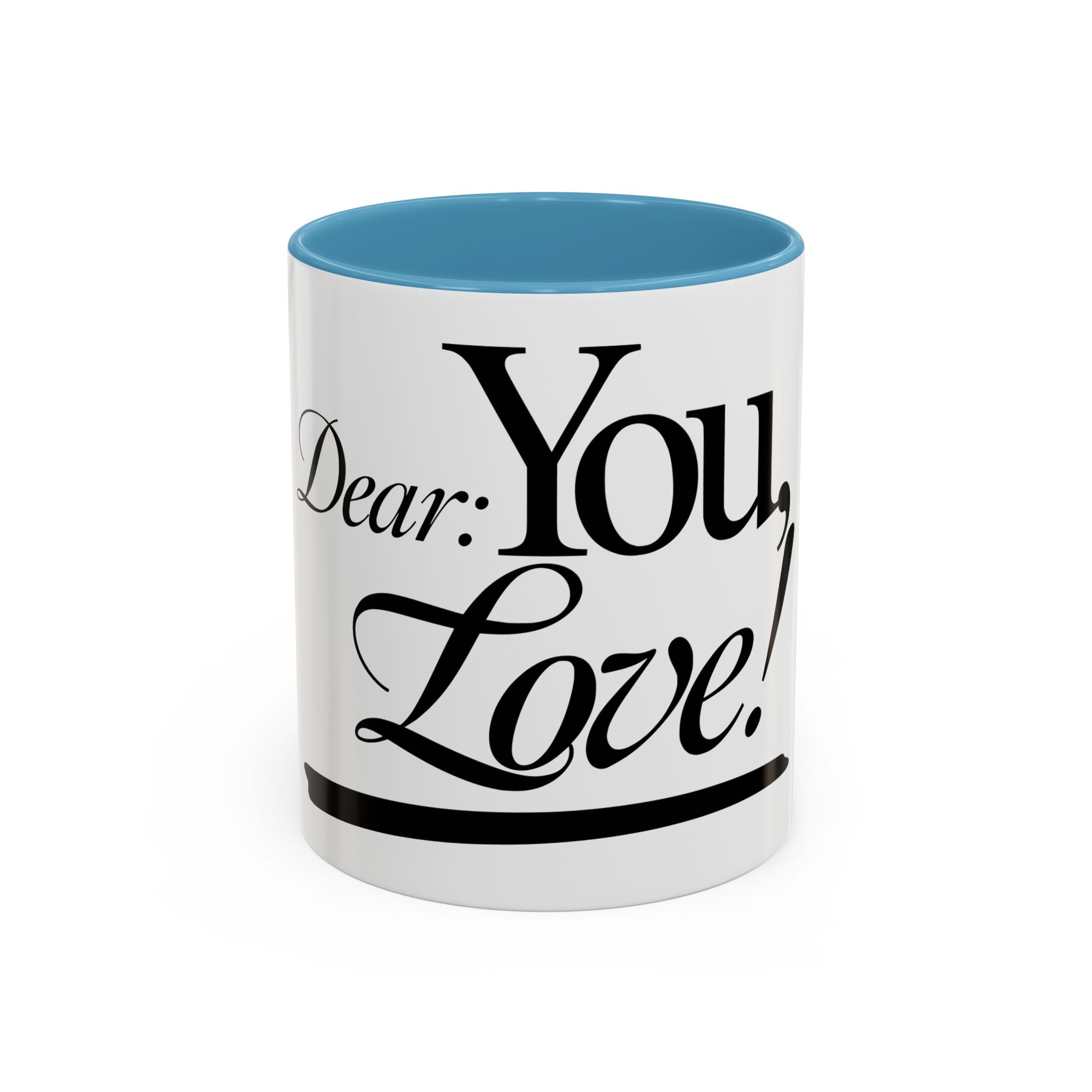 Love Letter Accent Coffee Mug – “Dear: You, Love!” Black Script Accent