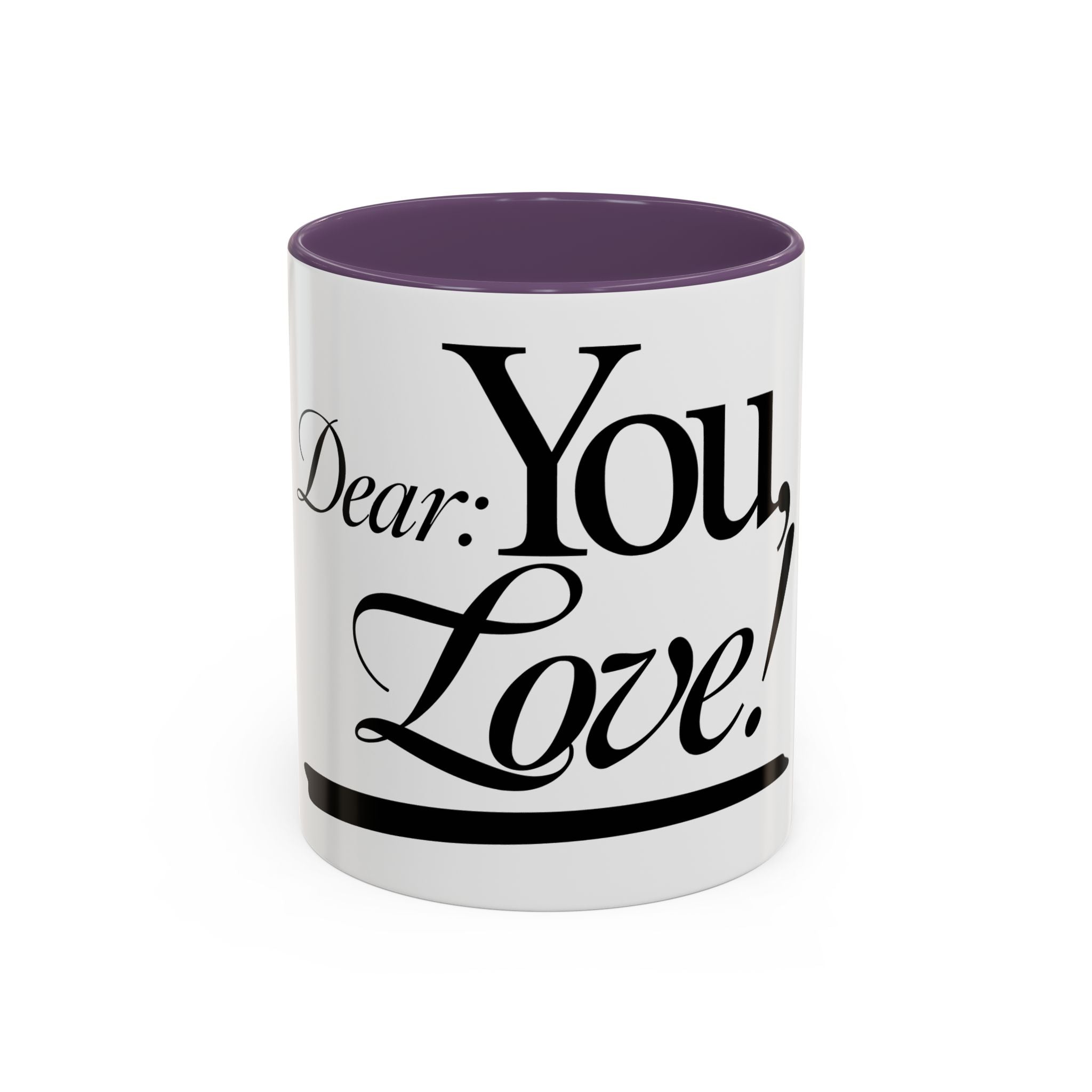 Love Letter Accent Coffee Mug – “Dear: You, Love!” Black Script Accent