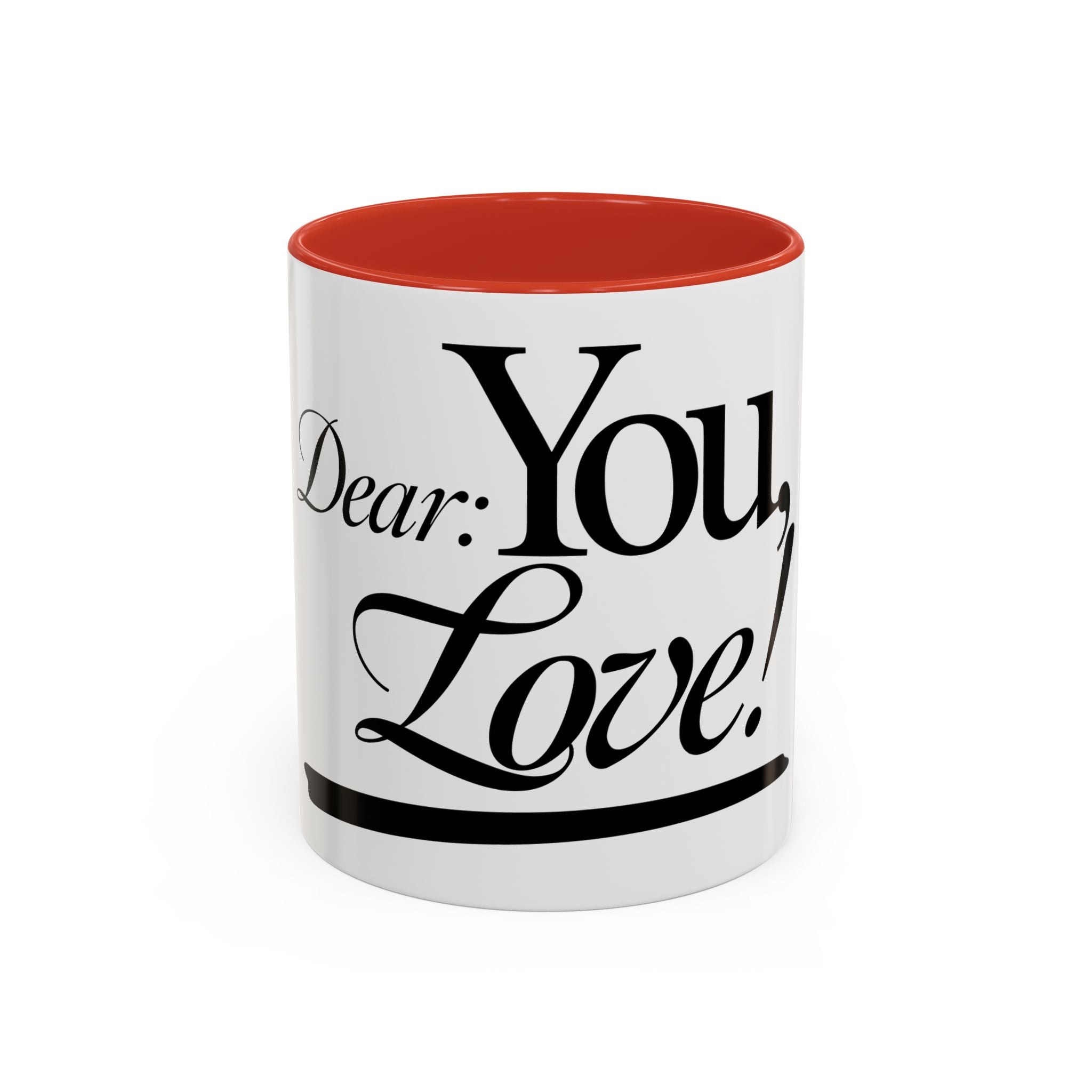 Love Letter Accent Coffee Mug – “Dear: You, Love!” Black Script Accent