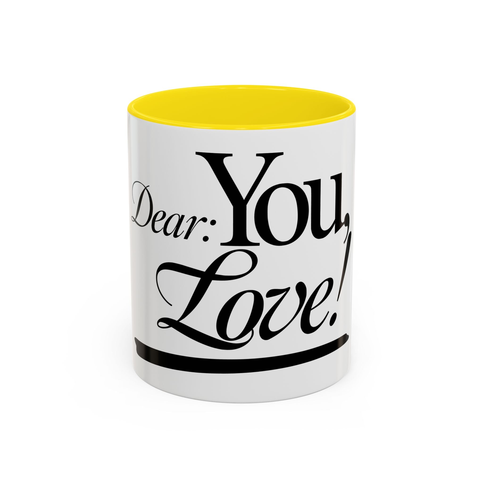 Love Letter Accent Coffee Mug – “Dear: You, Love!” Black Script Accent
