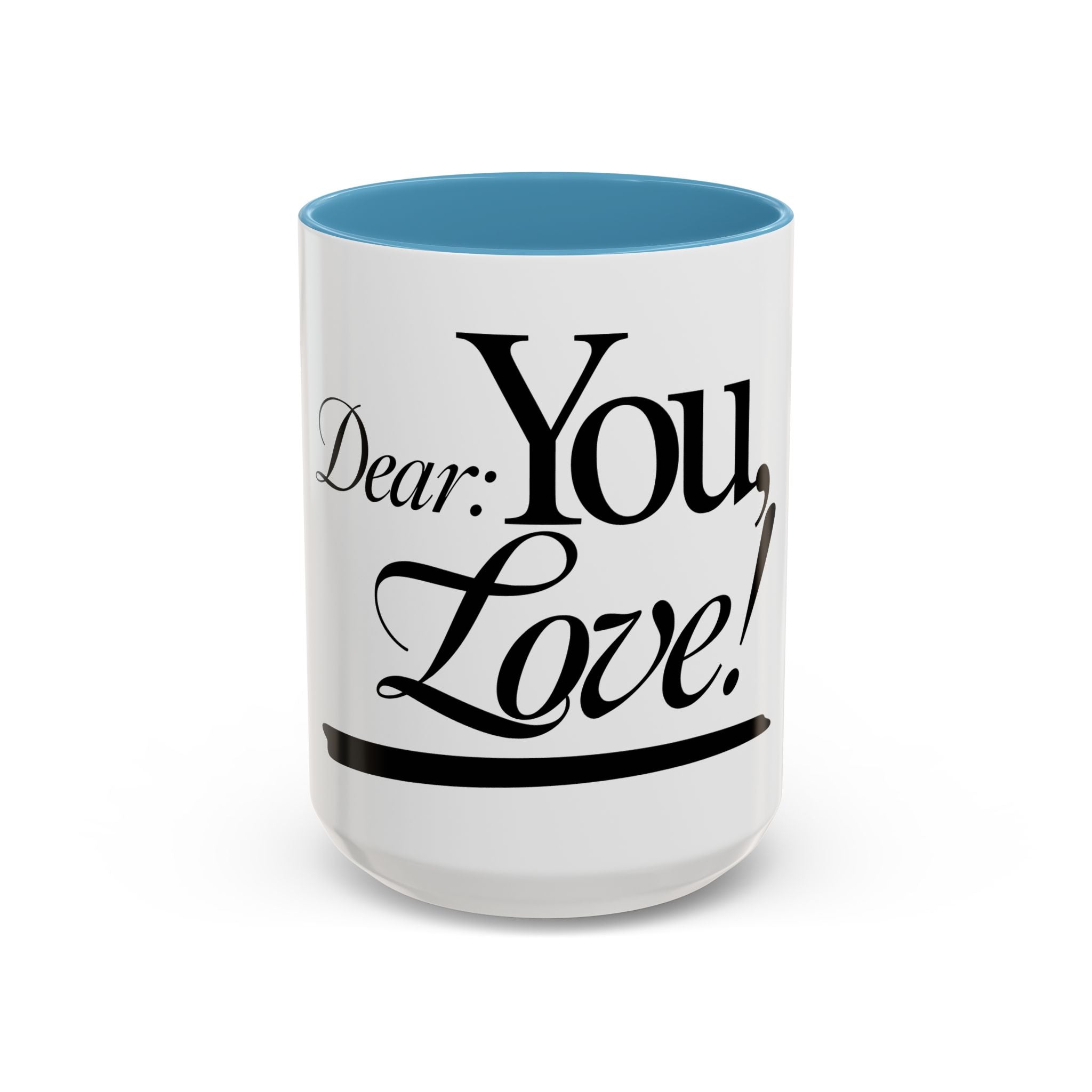 Love Letter Accent Coffee Mug – “Dear: You, Love!” Black Script Accent