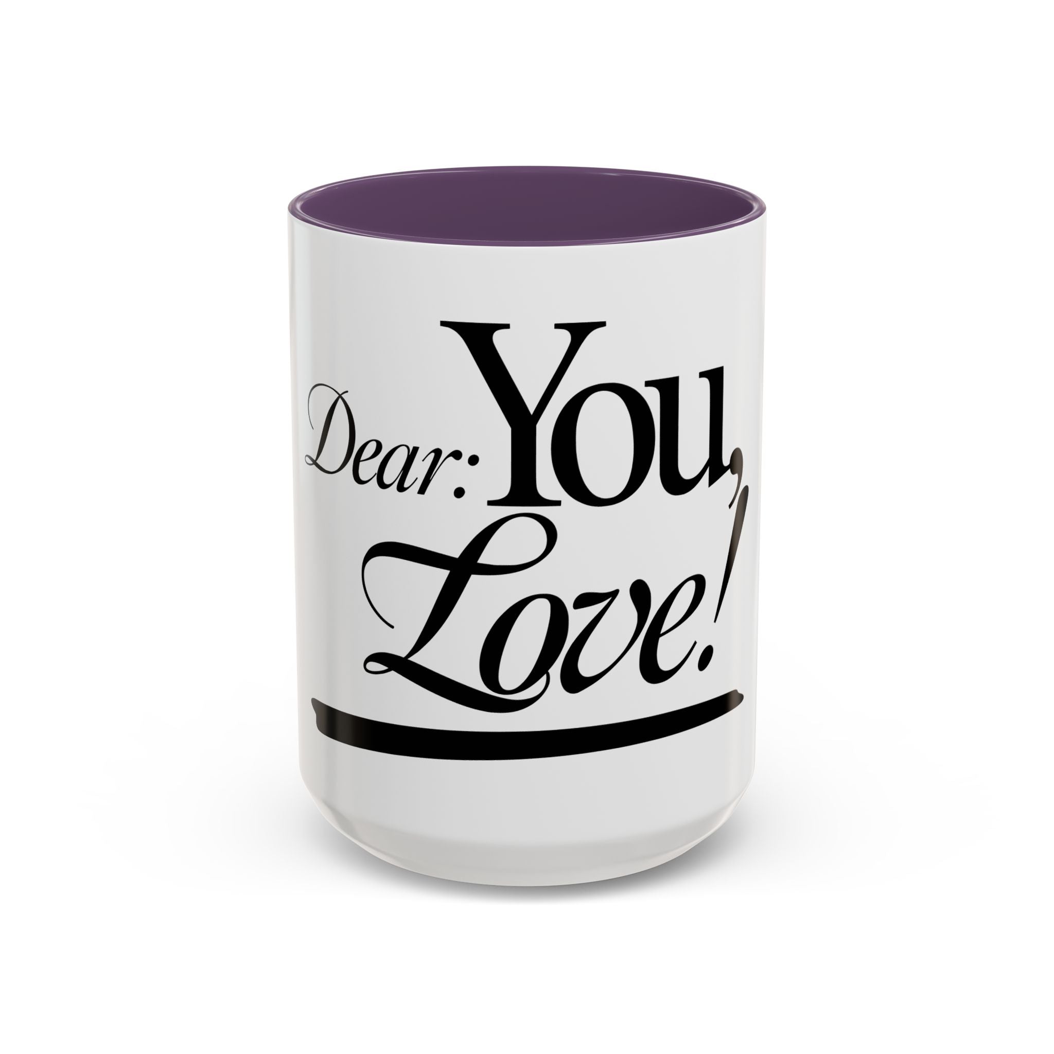 Love Letter Accent Coffee Mug – “Dear: You, Love!” Black Script Accent