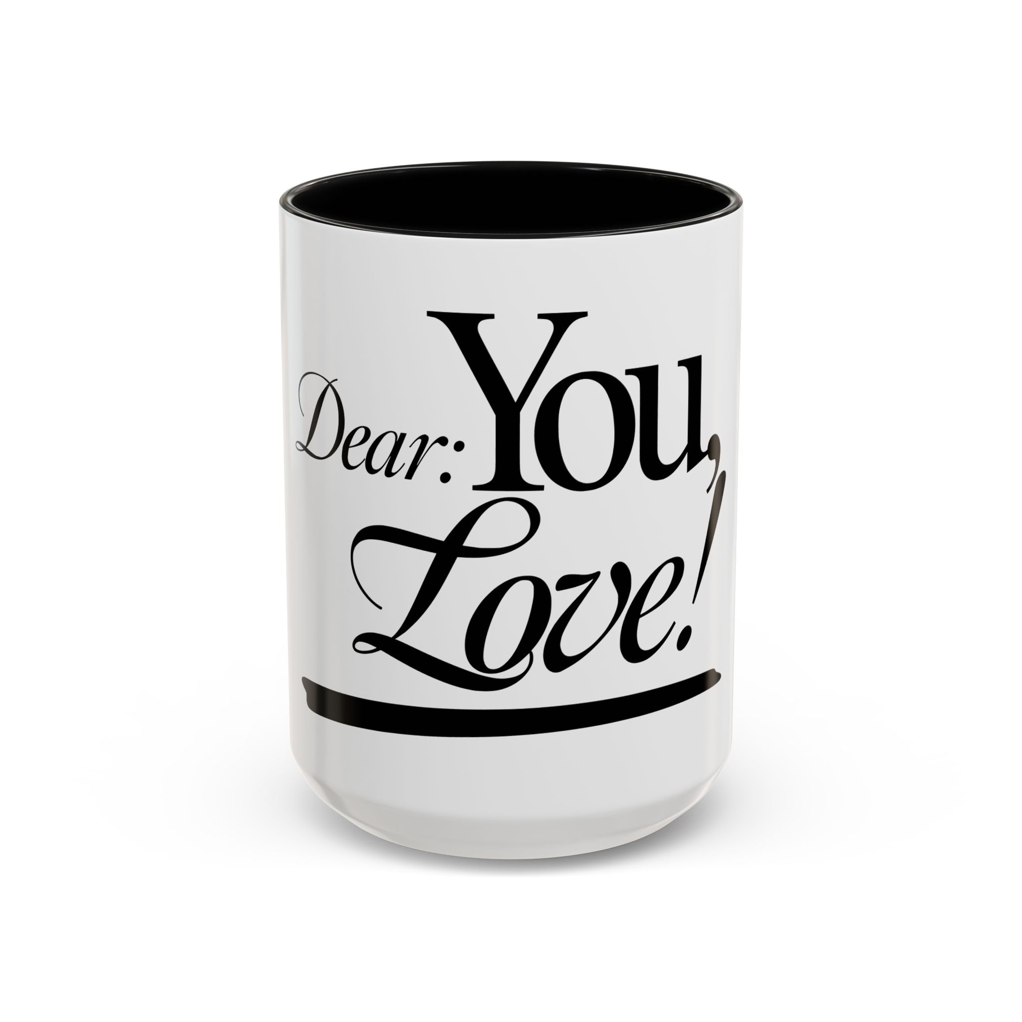 Love Letter Accent Coffee Mug – “Dear: You, Love!” Black Script Accent