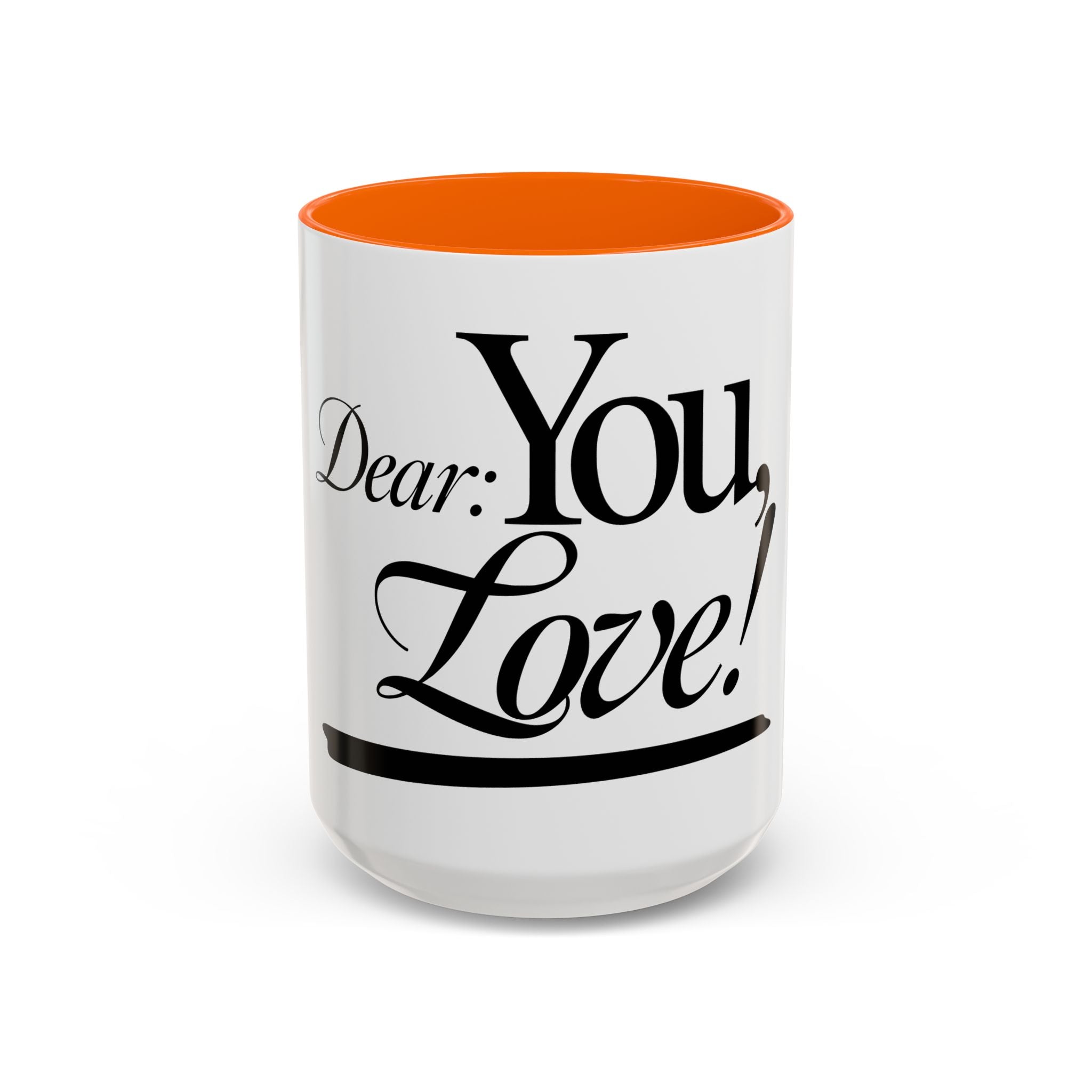 Love Letter Accent Coffee Mug – “Dear: You, Love!” Black Script Accent
